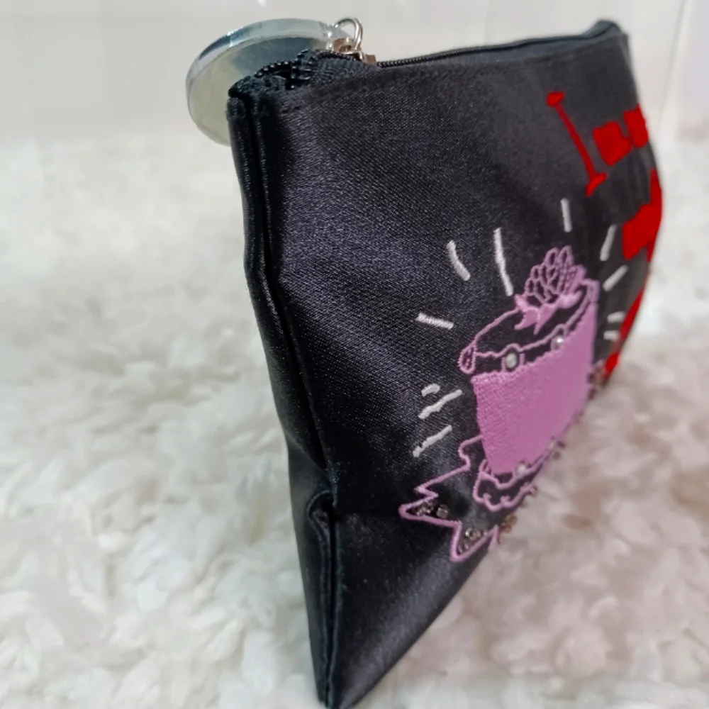 Two's Company Small Pouch, Black/ Red/ Multi colors